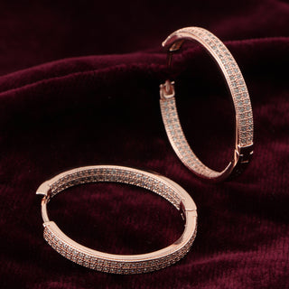 Rosegold Crystal Shadow Brass Hoop Earrings