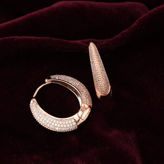 Rosegold Glamour Brass Around Hoop Earrings