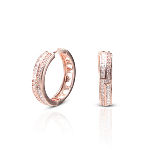 Rosegold Zircon Bold Statement Brass Hoop Earrings