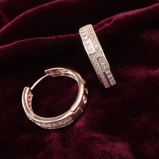 Rosegold Zircon Bold Statement Brass Hoop Earrings
