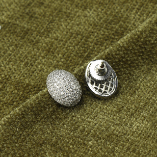 Brass Silver Glory Crystals Stud Earrings