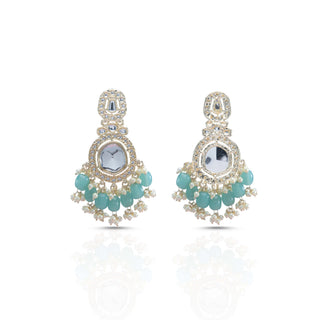 Yashi Aqua Brass Kundan Earrings