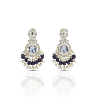 Yash Plum Brass Kundan Earrings