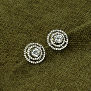Zirconia Bold Grace Brass Earrings