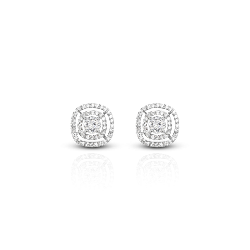 Zirconia Ora Brass Stud Earrings