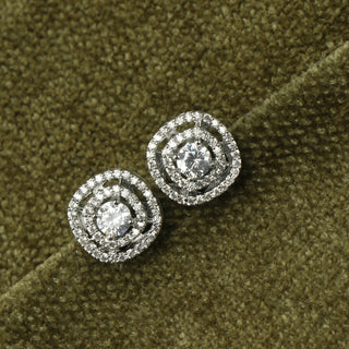 Zirconia Ora Brass Stud Earrings