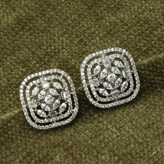 Zirconia Orb Grace Brass Earrings