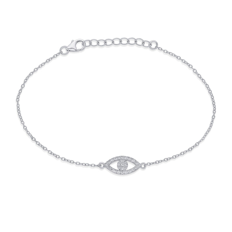 Nazariya Evil Eye 925 Sterling Silver Bracelet with White CZ Stones