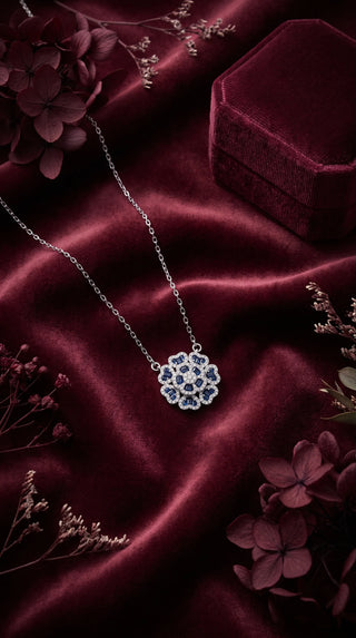 Dark Blue & White CZ Sterling Silver Chain | Nipura
