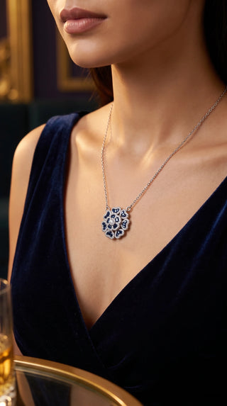 Dark Blue & White CZ Sterling Silver Chain | Nipura