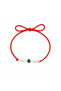 Round Carved Aventurine Real Pearl Bracelet